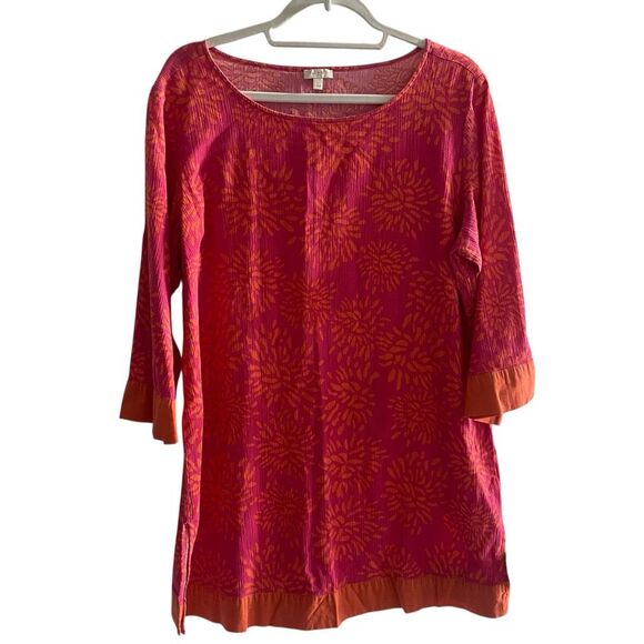 Talbots Pink Orange Tunic Top Swimsuit Coverup Women’s Size Large Cotton Swim - Picture 1 of 5